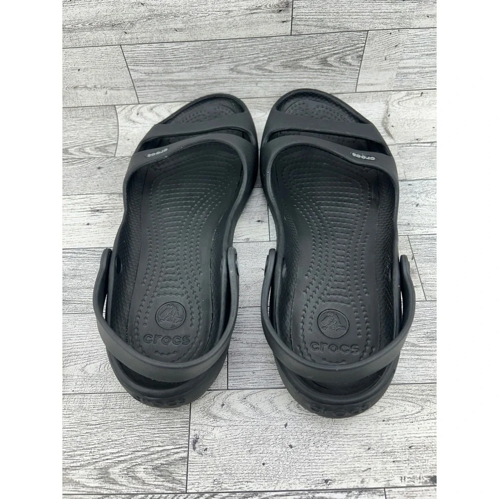 Crocs Cleo II Black Dual Strap Slingback Comfort Sandals Womens Size 9